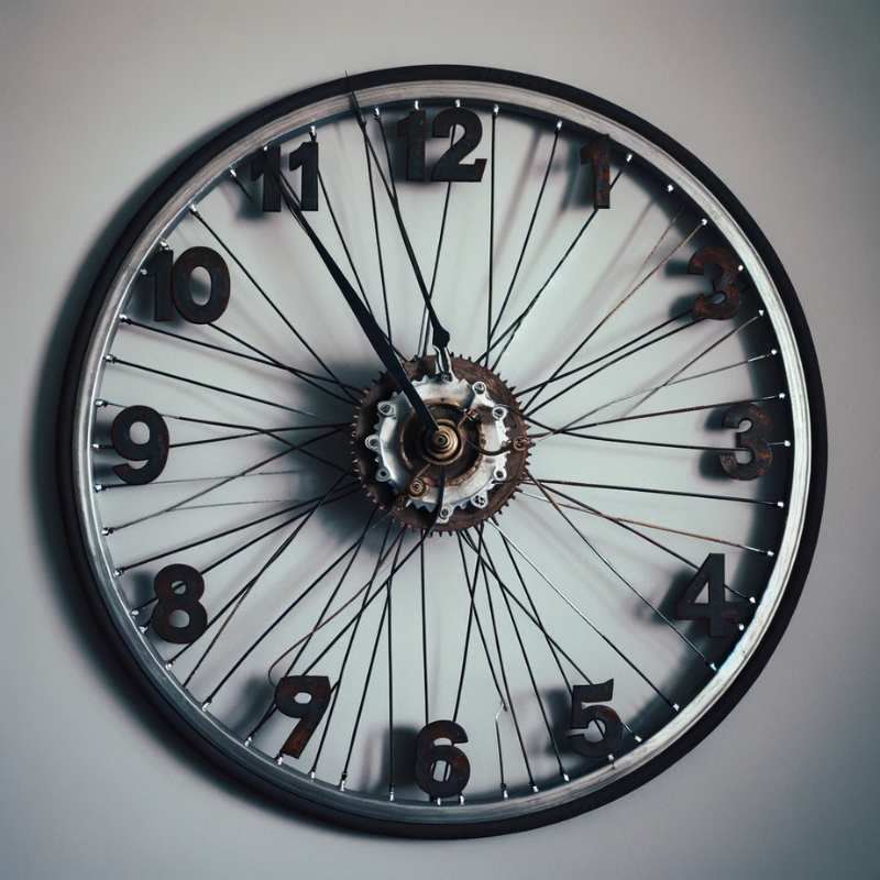 Repurposed Bicycle Wheel Clock
