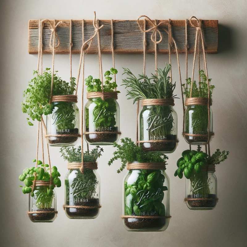 Upcycled Mason Jar Herb Garden