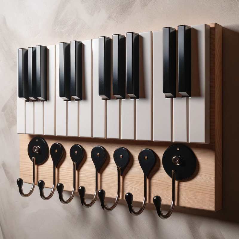 Repurpose If you find an old piano, the keys can be repurposed into a unique coat rack or wall art.
